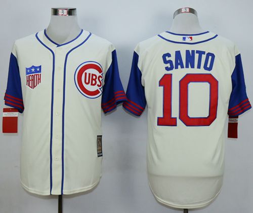 Cubs #10 Ron Santo Cream 1942 Turn Back The Clock Stitched MLB Jersey - Click Image to Close